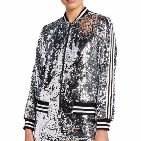 Alice + Olivia Lonnie Sequin Cropped Bomber Jacket - Picture 2 of 3